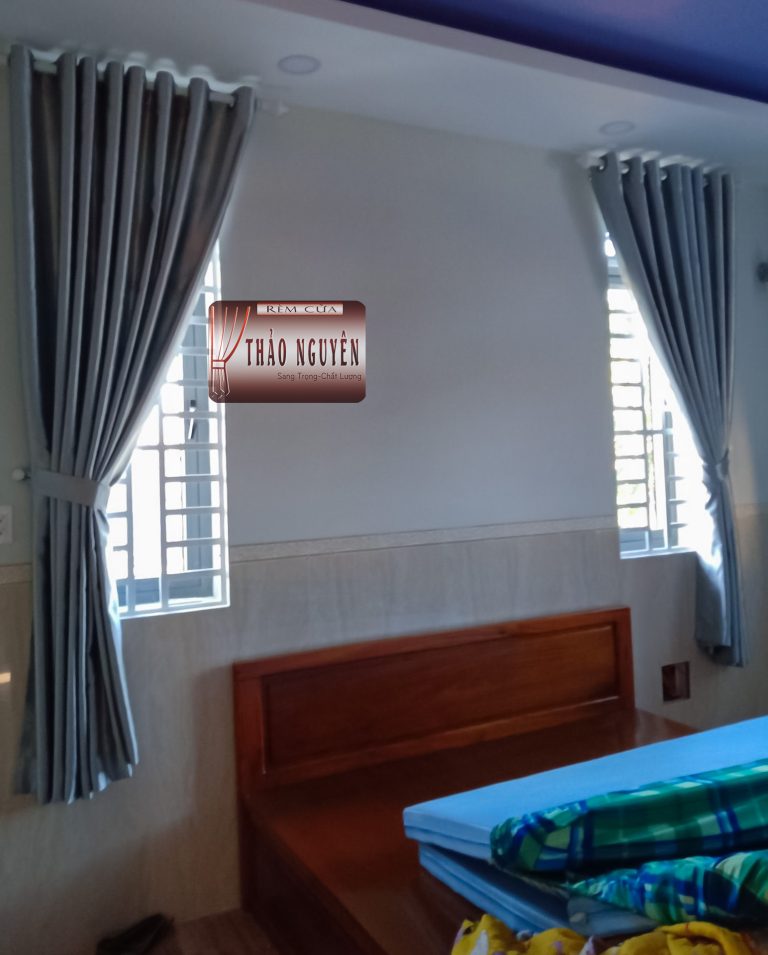 Rèm vải gấm 1 màu hoa văn nổi _ rèm biệt thự ở Long Thành Đồng Nai - Ảnh 6