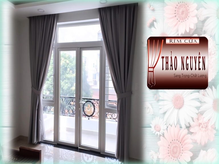 Rèm vải gấm 1 màu hoa văn nổi- rèm nhà phố ở Long Thành - Ảnh 4