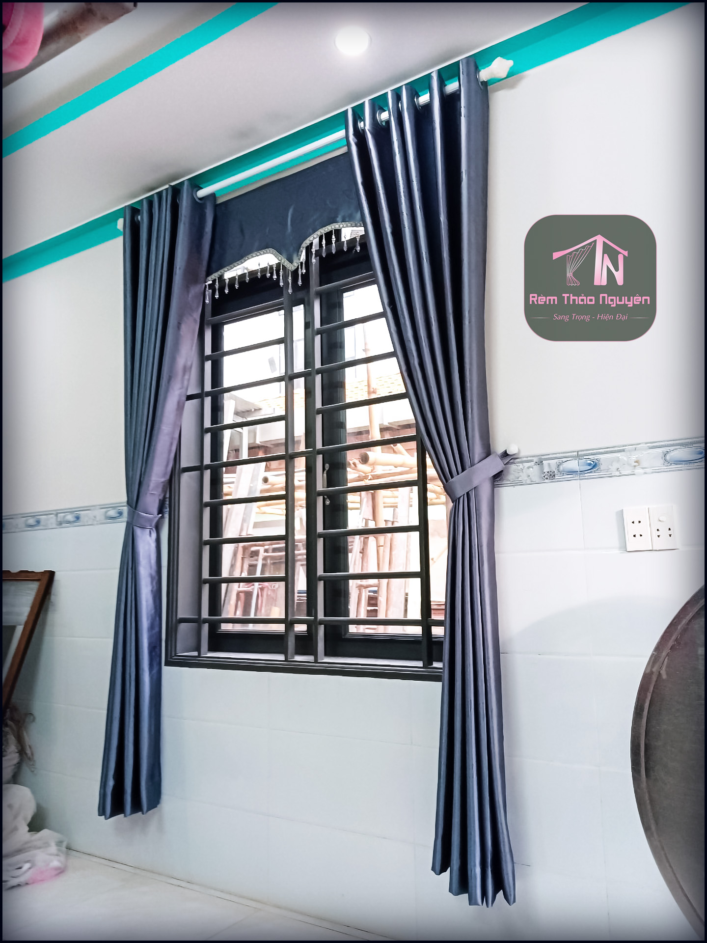 Rèm vải một màu hoa văn nổi 231108 - Ảnh 11