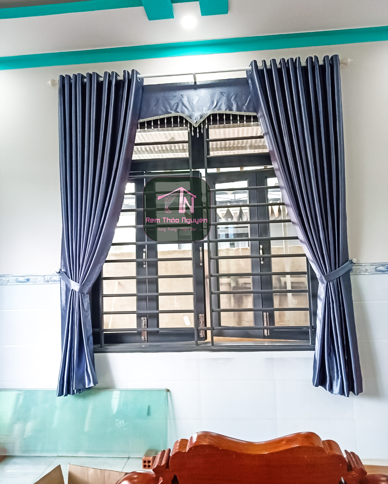 Rèm vải một màu hoa văn nổi 231108 - Ảnh 4