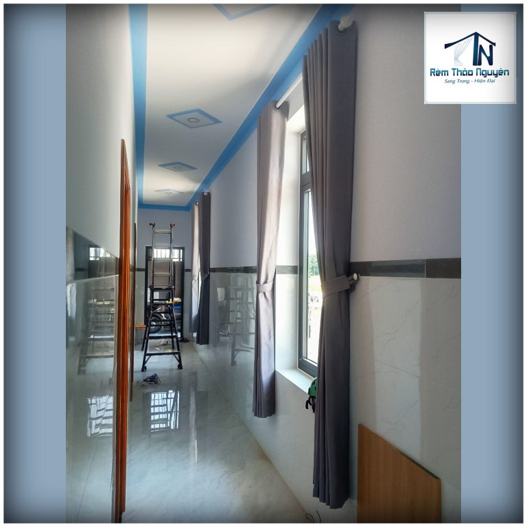 Rèm vải màu xám hoa văn nổi cho nhà phố 240808 - Ảnh 8
